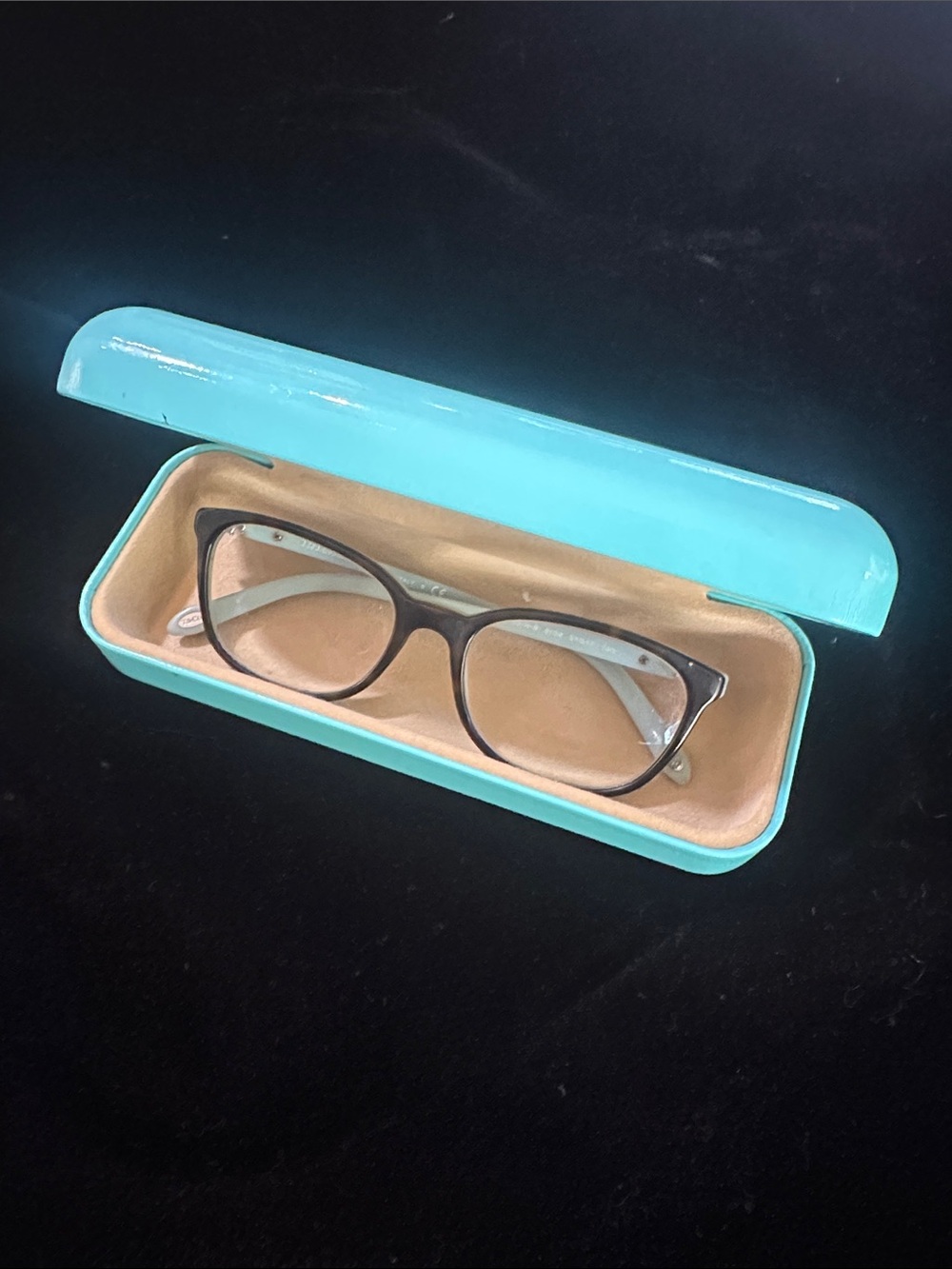 Tiffany & Co. Turquoise Eyeglasses Frame with Case with Tan Lining